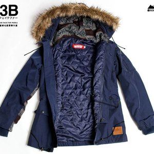 WRONGWROKS - N-3B Faux Fur Parka in Navy, size M